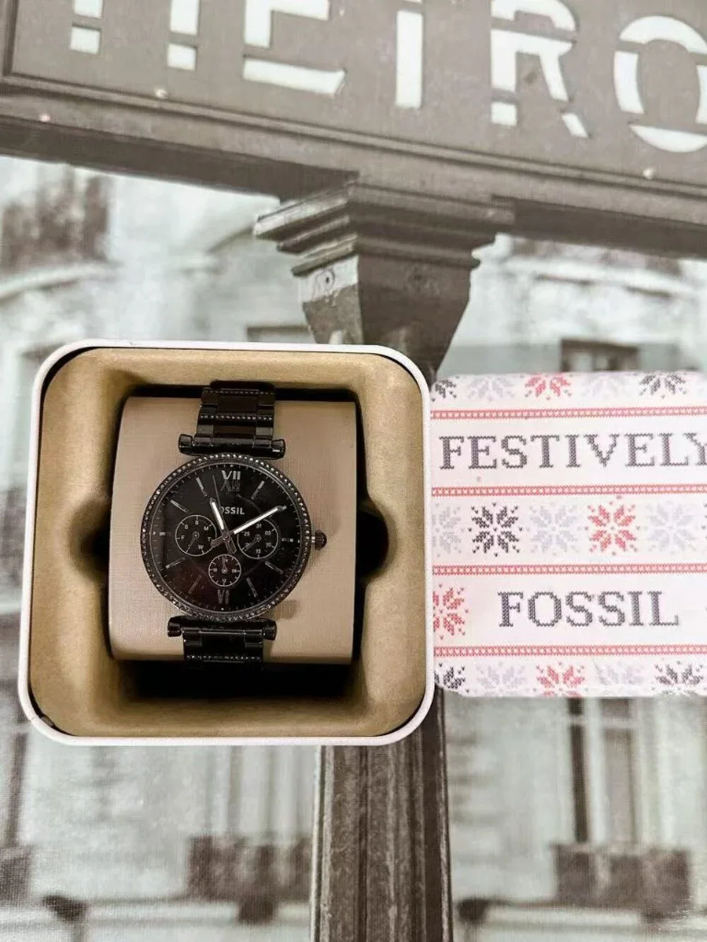 Fossil Carlie ES4543 Black Stainless Steel Bracelet Multifunction Watch